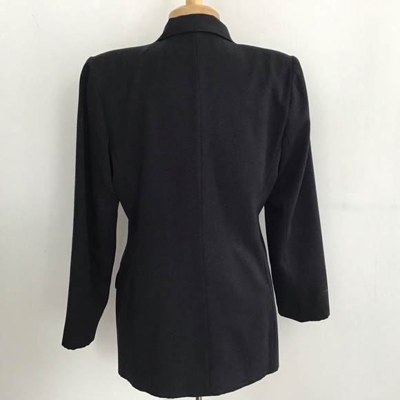 VIntage 90’s Y2K Chad Steven’s black wool blend 1 button lined power blazer sz 6 - Picture 4 of 11